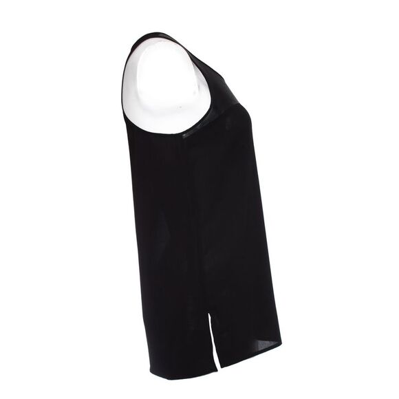 Victoria Beckham Black top with leather details.